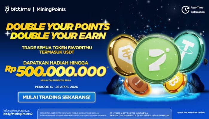 Nilai Tukar Rupiah Terus Melemah, Bittime Hadirkan Mining Points 2.0 #DoubleEarnDoublePoints, dengan Prize Pool lebih dari $30,000